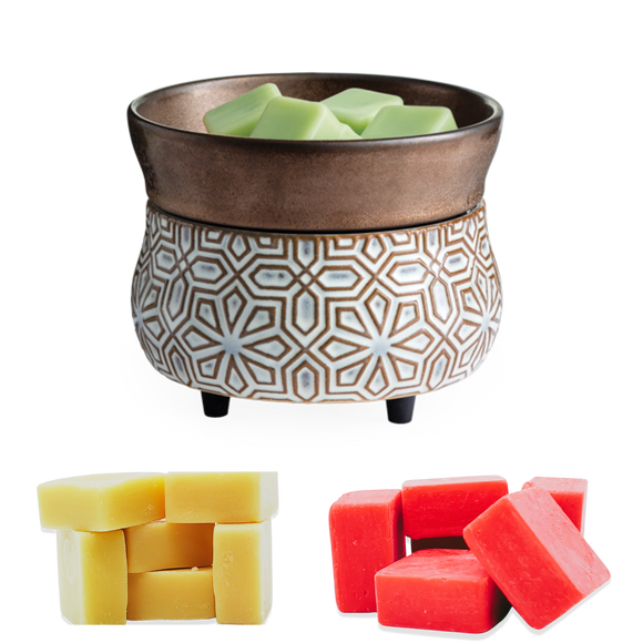 Bronze Geometric 2-In-1 Classic Fragrance Warmer Bundle